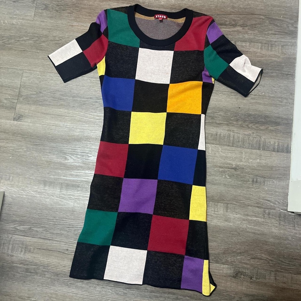 Staud color block mini dress